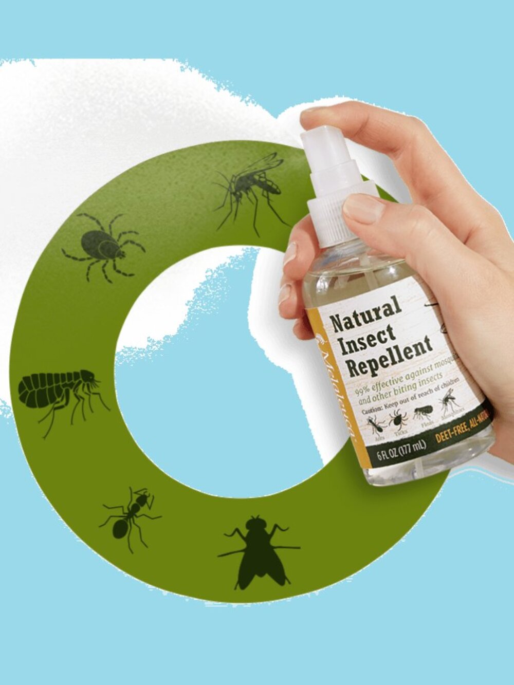Natural Insect Repellent DEET-free dermatologist tested Essential Oils 6 fl. oz.